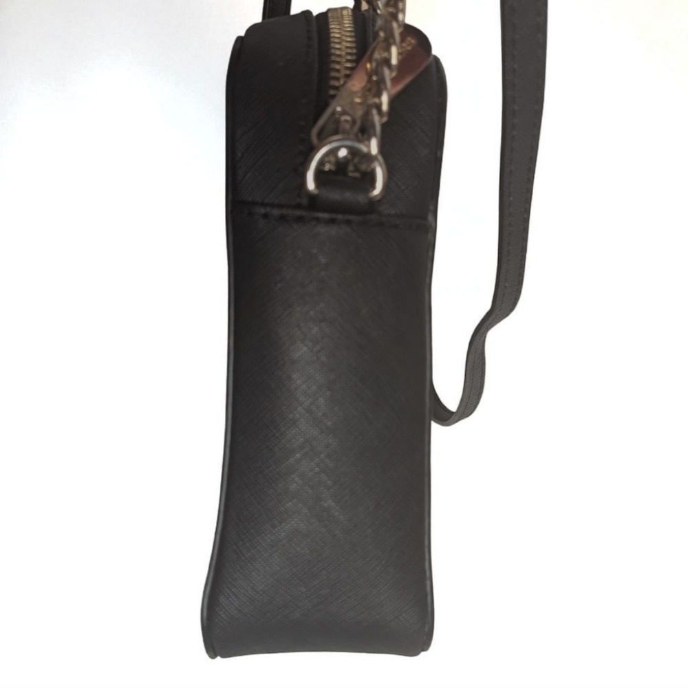 MICHAEL KORS Black Saffiano Leather Crossbody Bag Chain Strap Purse - Picture 5 of 12